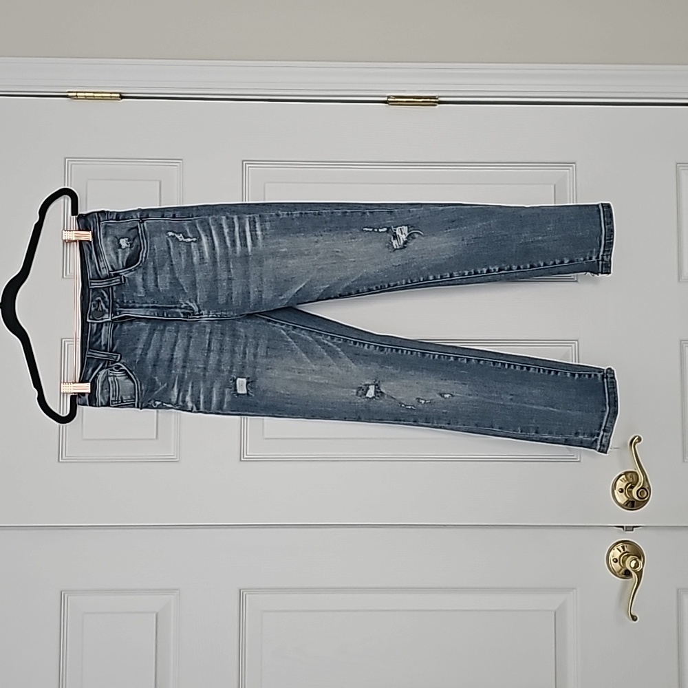 Risen Denim Jeans, Size 27, Distressed and Cropped, Slim Fit